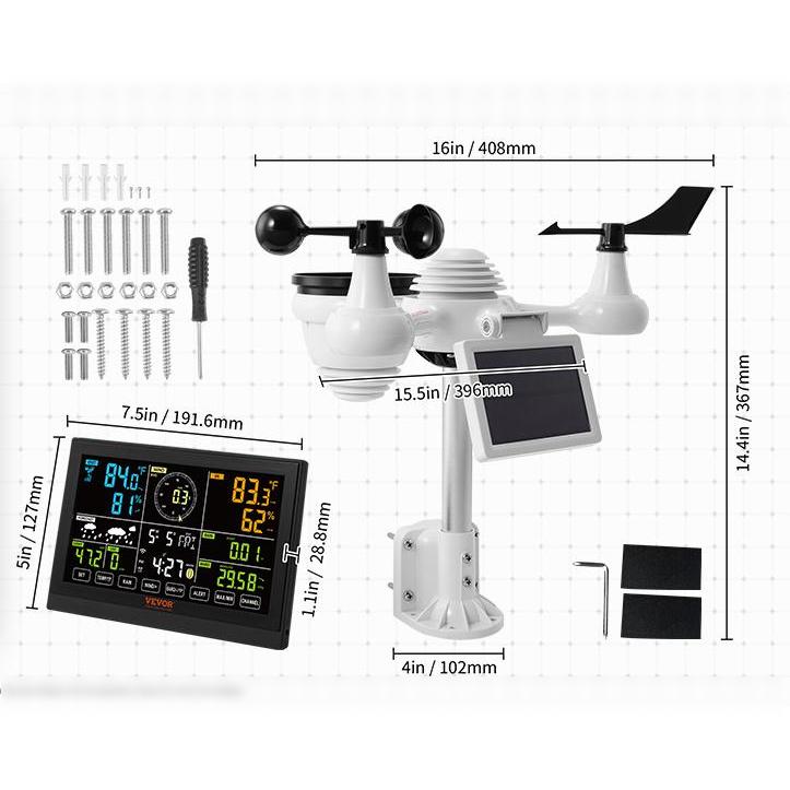 7-in-1 Wi-Fi Weather Station with Solar Power and Large Color Display