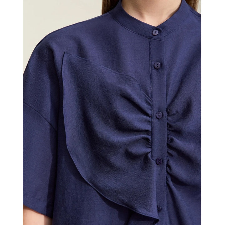 Summer Asymmetrical Stand-up Collar Blouse