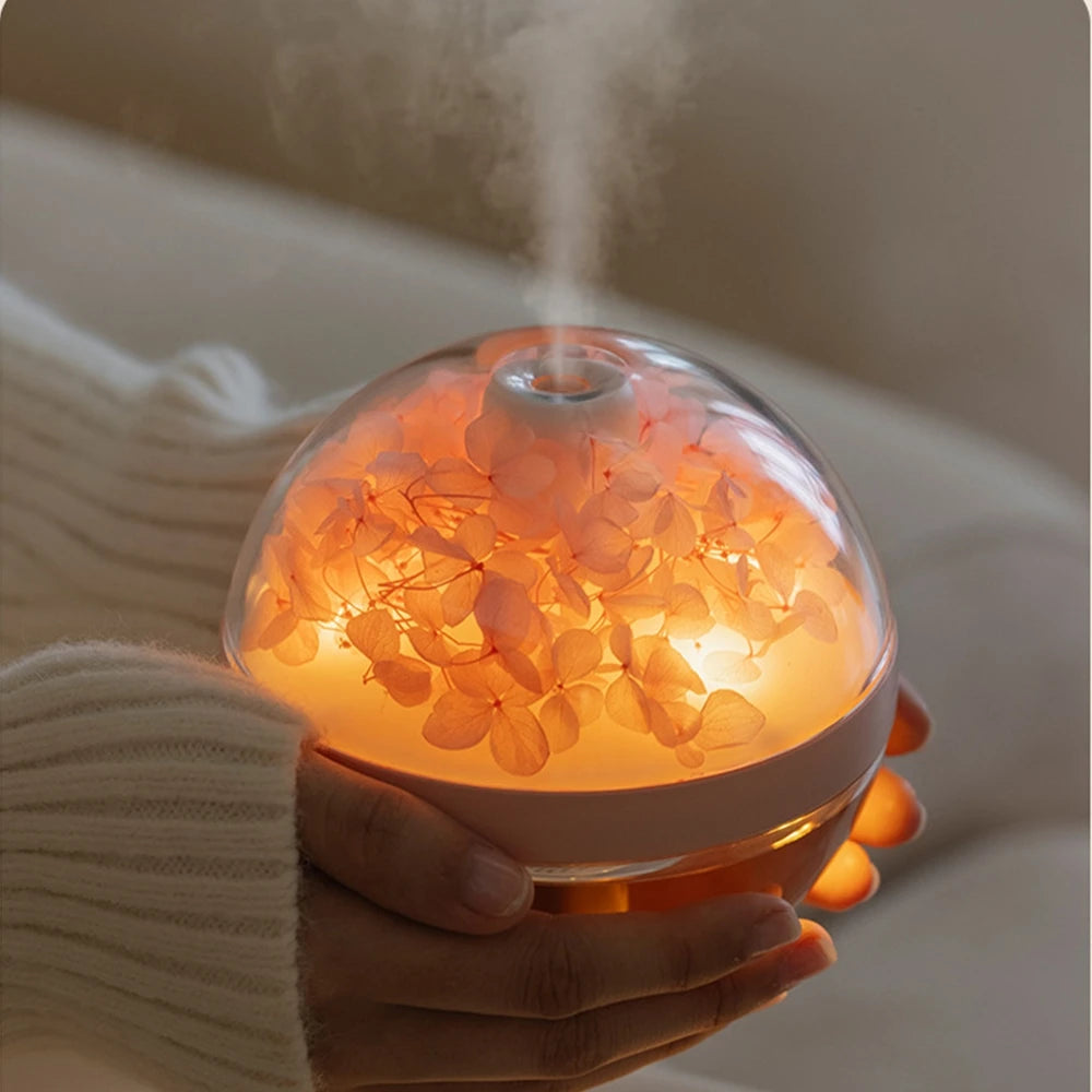 Portable Wireless Air Humidifier with Eternal Flower & Warm White Lamp