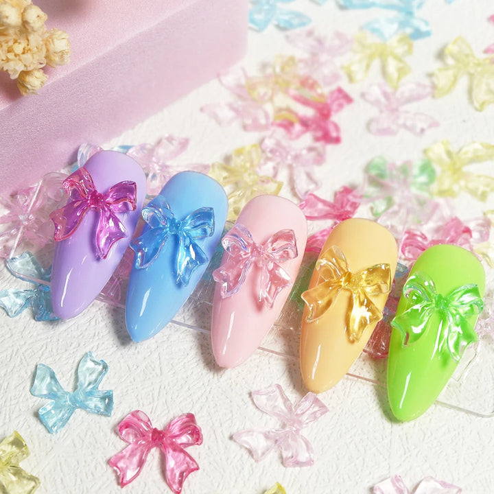 Candy Pink Bow Nail Charms