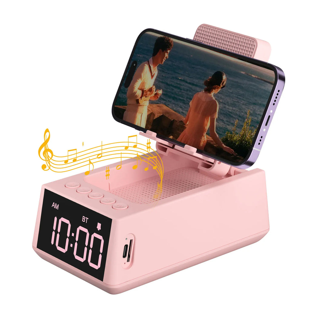 Foldable Bluetooth Speaker Stand with Alarm Clock