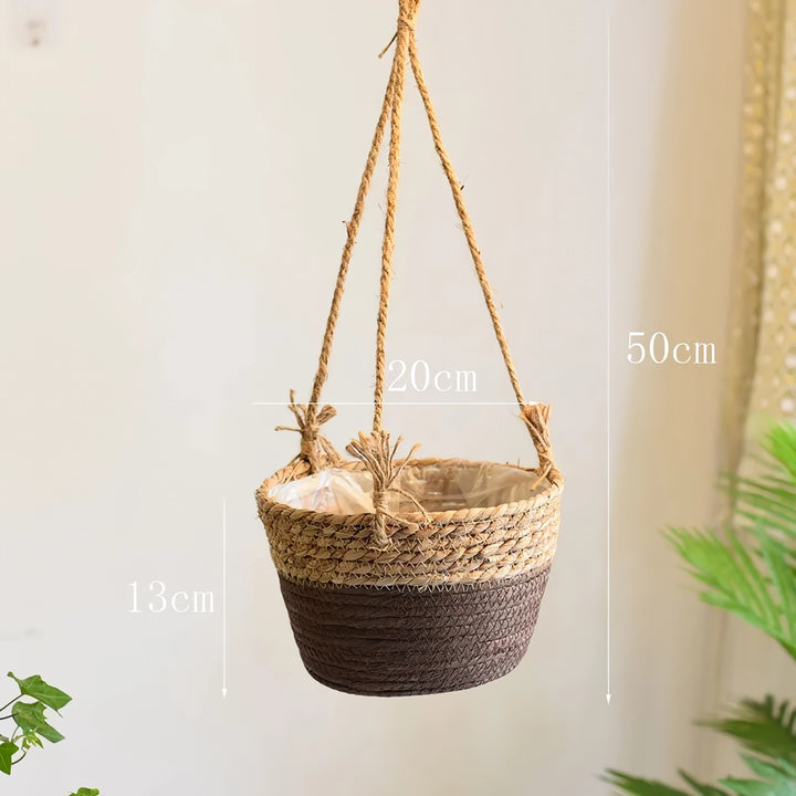 Charming Jute Rope Hanging Planter Basket for Indoor and Outdoor Decor