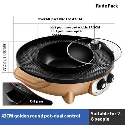 Korean-style Electric Barbecue All-in-one Pot Hot Pot Household Multi-functional Detachable Oven