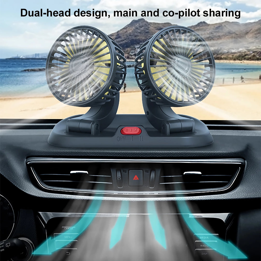 Adjustable Dual Head USB Car Fan