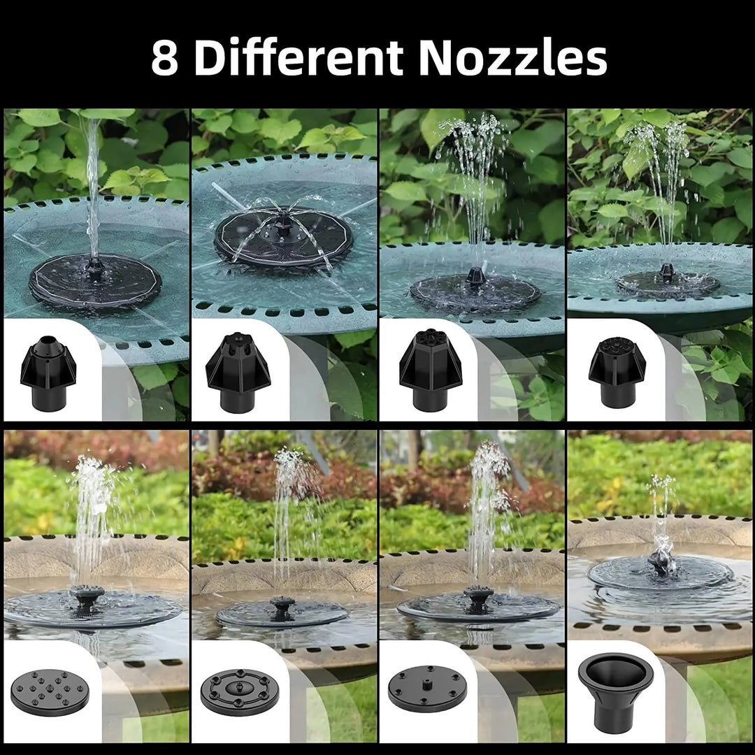 3W Solar Fountain with LED Lights & Multiple Nozzles