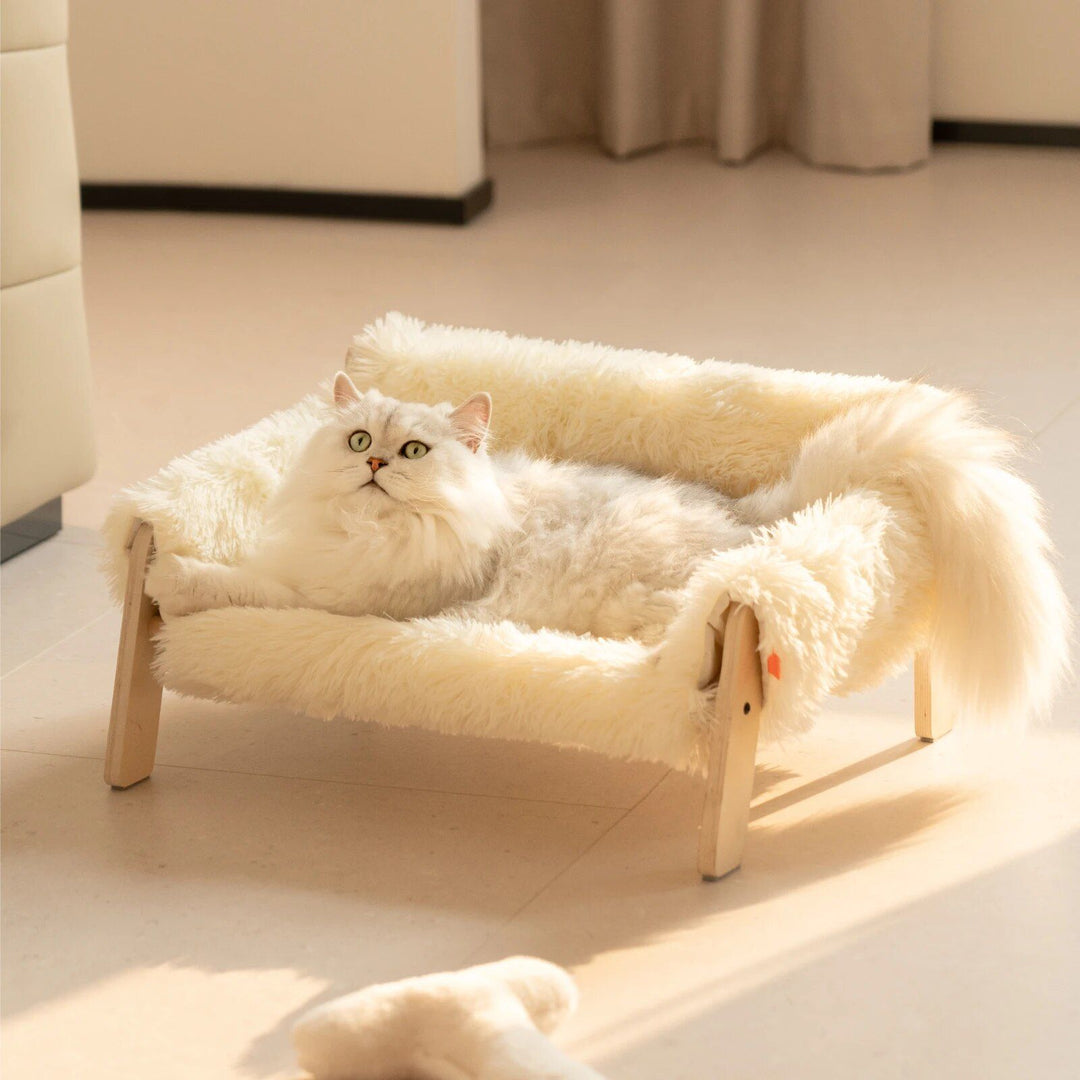 Mewoofun Plush Wooden Pet Bed