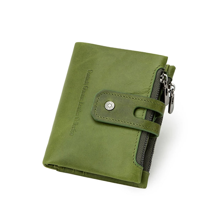 Genuine Leather Short Bifold Wallet