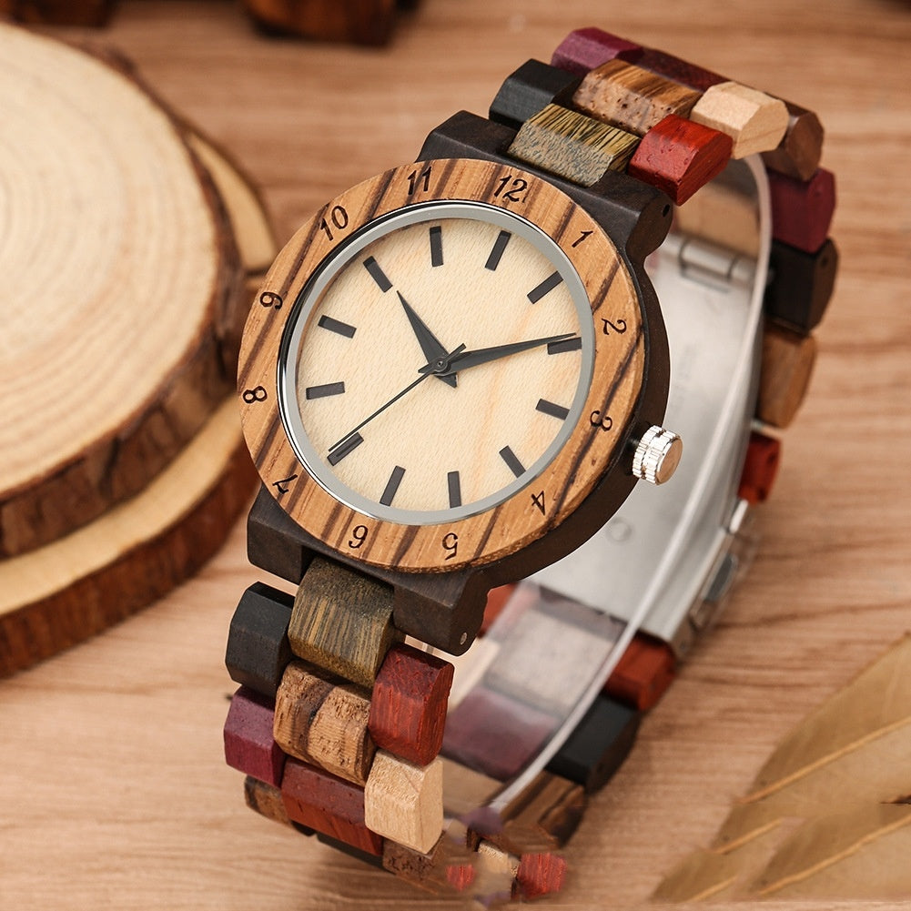 Colored Wood Quartz Casual Watch