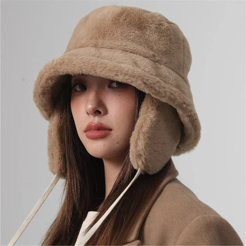 Women's Winter Warm Bucket Hat with Ear Protection