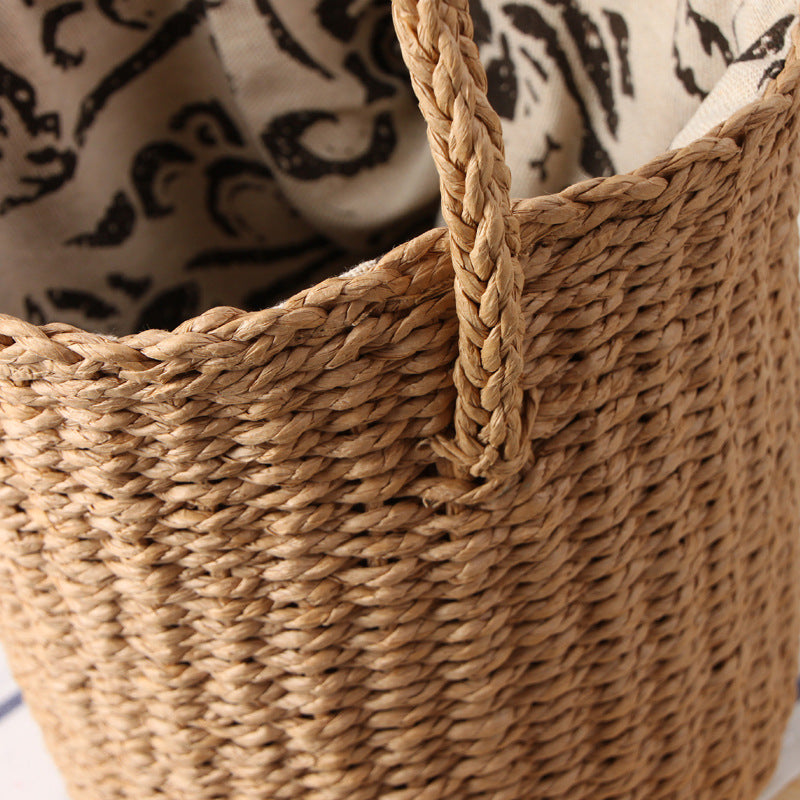 Hand-made Straw Bucket Bag