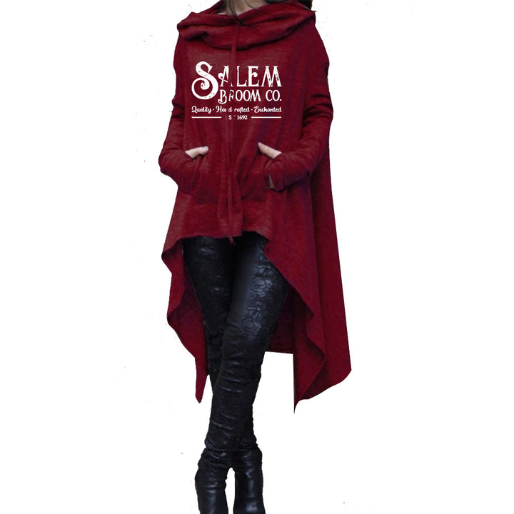 Autumn And Winter Mid-length Long Sleeve Large Size Irregular Hooded Sweater Casual Top