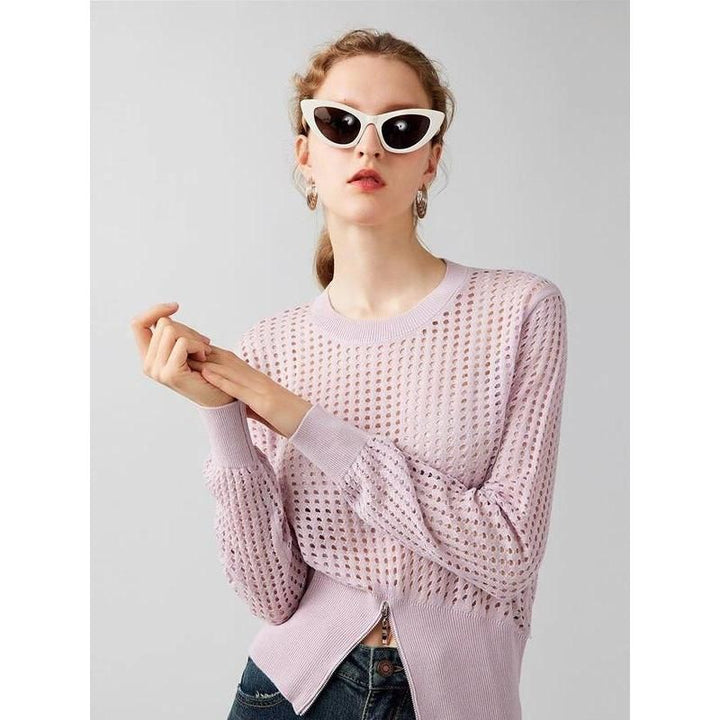 Chic Hollow Out Silk Blend Sweater