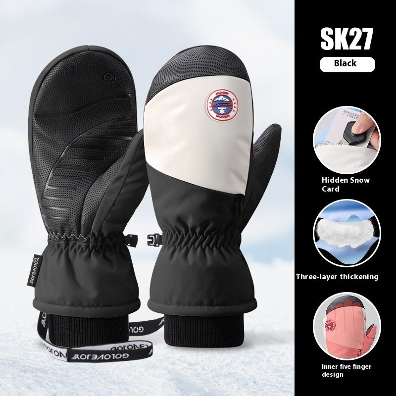 Snowboard Gloves For Women Wind-proof And Cold Protection Touch Screen Fleece-lined Thickened