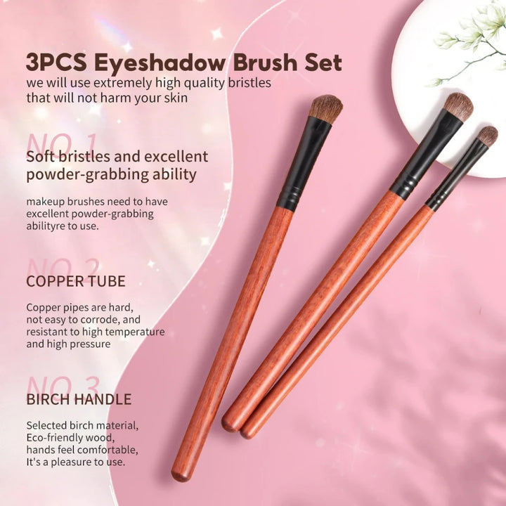 3PCS Horse Hair Eyeshadow Makeup Brush Set