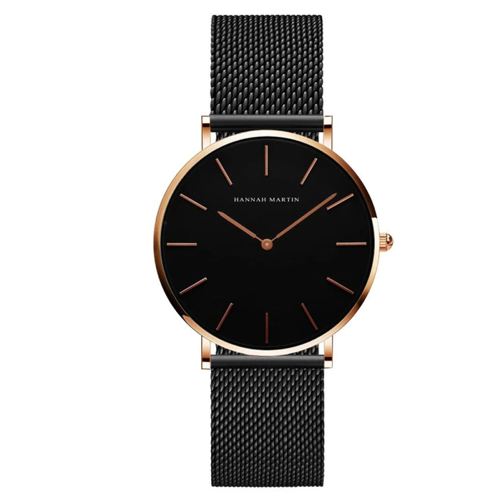 36mm Rose Gold Minimalist Women's Quartz Watch with Waterproof Design