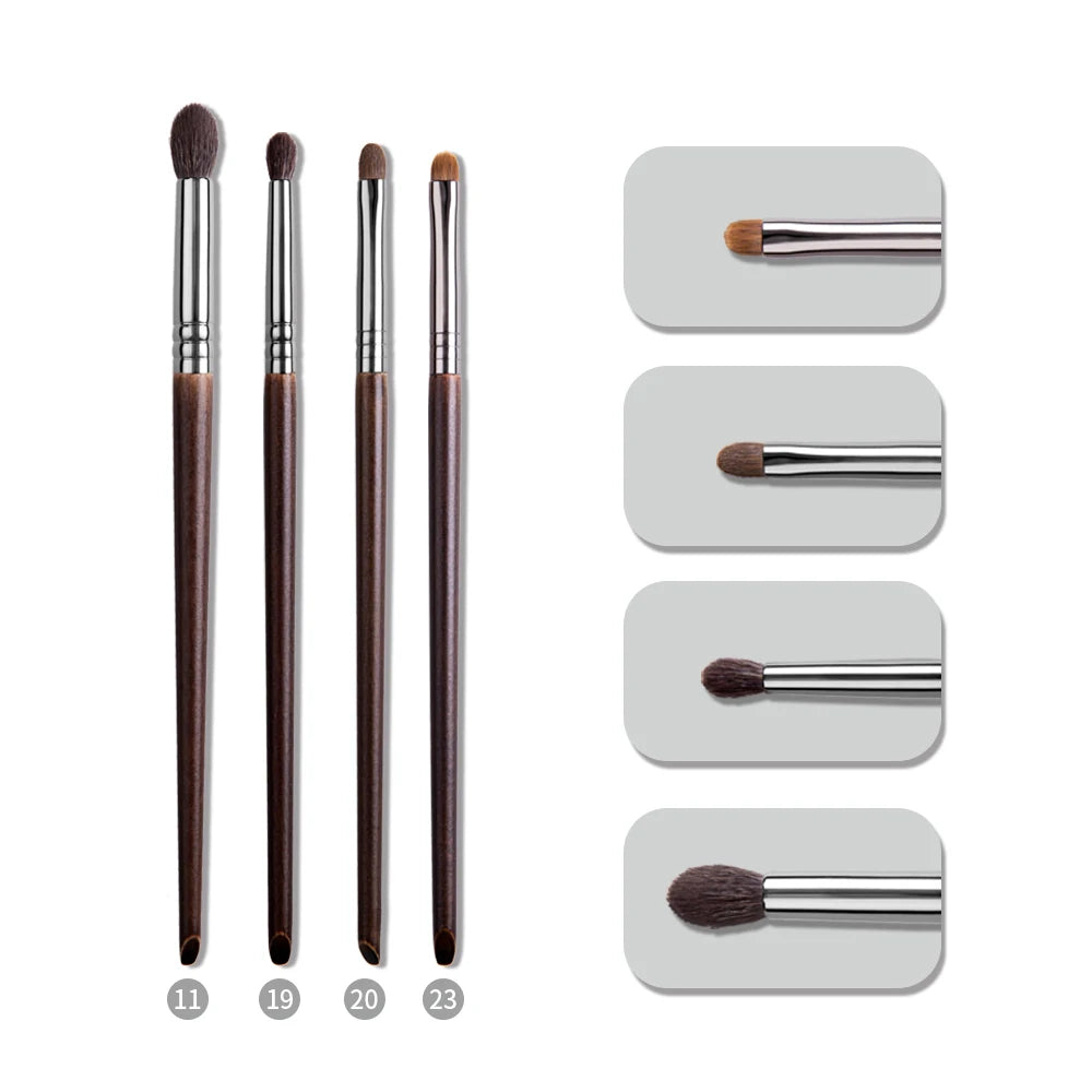 Premium 4-Piece Eyeshadow Brush Set - Blending, Precision, and Smudge Makeup Brushes