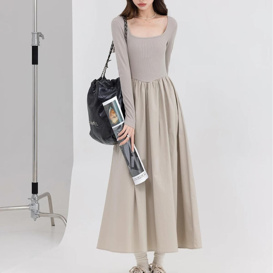 Elegant Square Neck Casual Dress