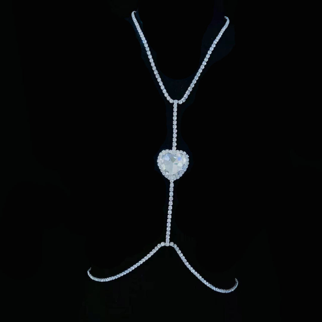 Fashion Shiny Rhinestone Chest Suspender Necklace Women