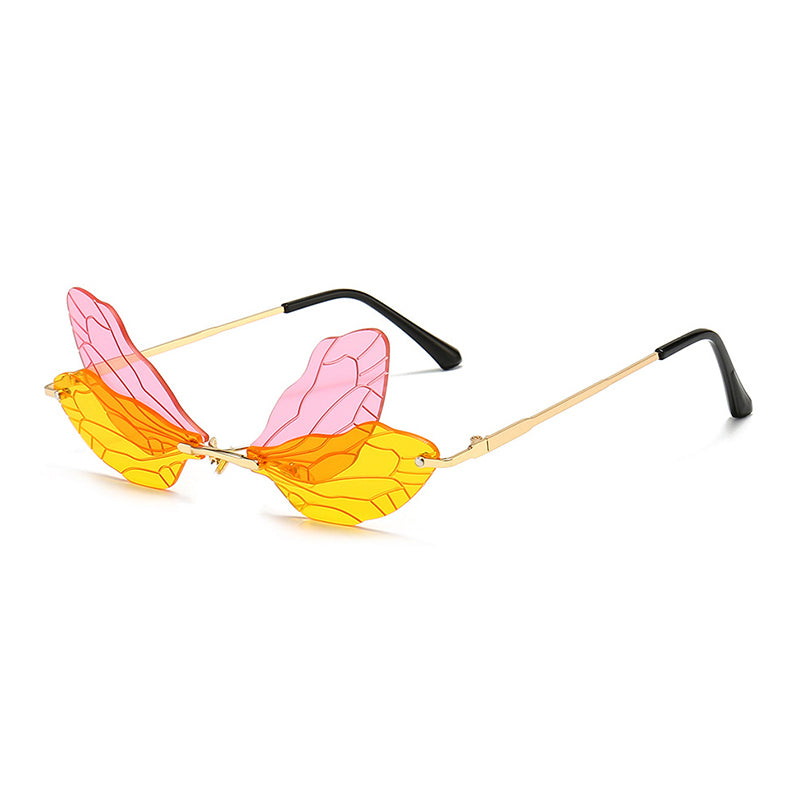 Rimless Dragonfly Wing Sunglasses with UV400 Protection