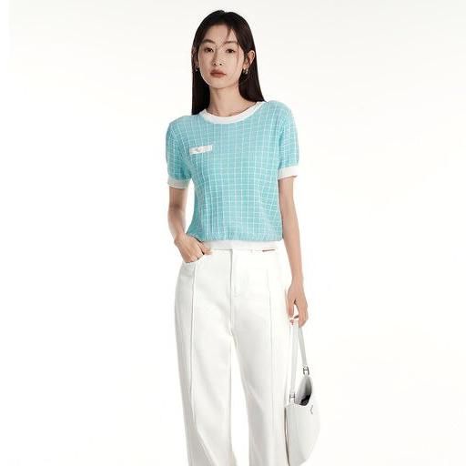 Summer Chic Geometric Knitwear Top