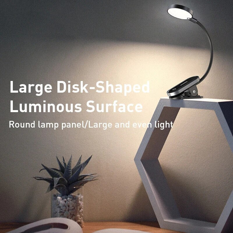 Dimmable LED Clip Desk Lamp: Portable USB Rechargeable Reading & Night Light