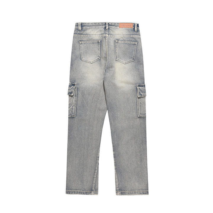 Retro Multi-pocket Workwear Jeans Loose Straight