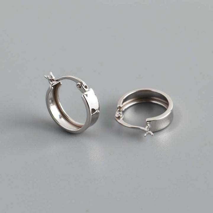 Women's Fashion Wide Flat Round S925 Earrings