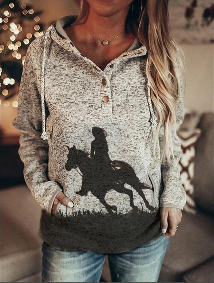 Women's Printed Loose Pullover Sweater