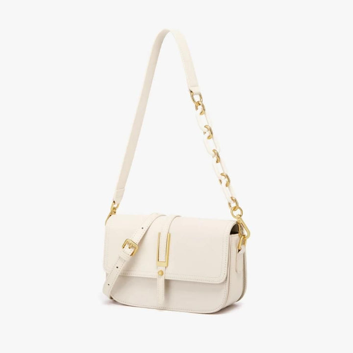 Elegant White Leather Crossbody & Shoulder Bag for Women