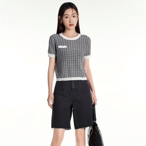 Summer Chic Geometric Knitwear Top