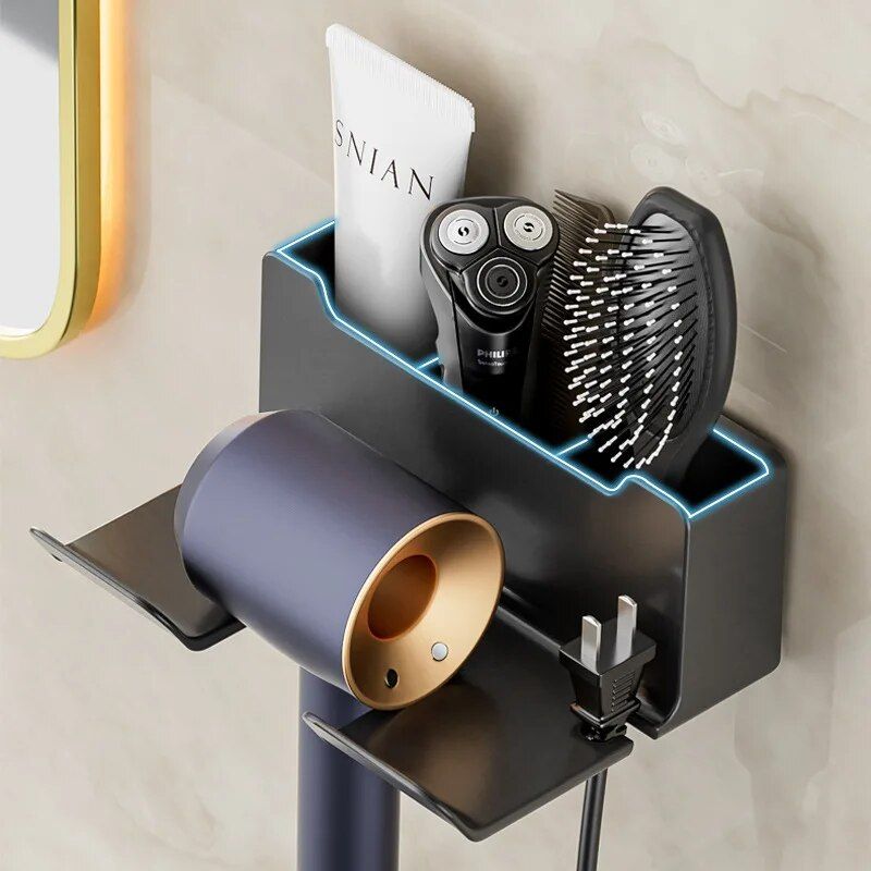 Double-Tier Eco-Friendly Wall Mounted Hair Dryer Holder