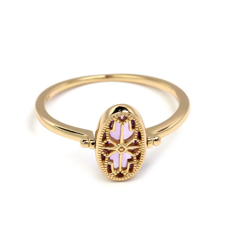 Design Sense Of Ancient Amethyst Hollow Pattern Ring