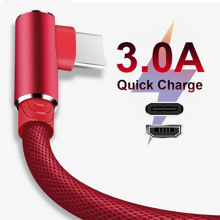 Fast Charging 90° L-Shaped USB Cable