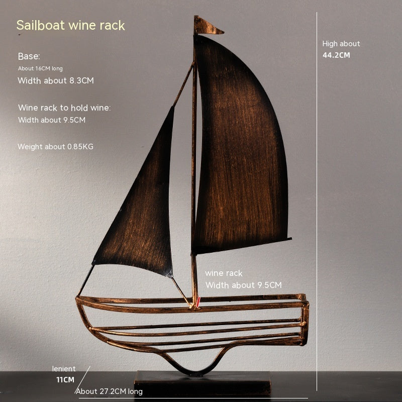 Iron Boat Wine Rack Decoration