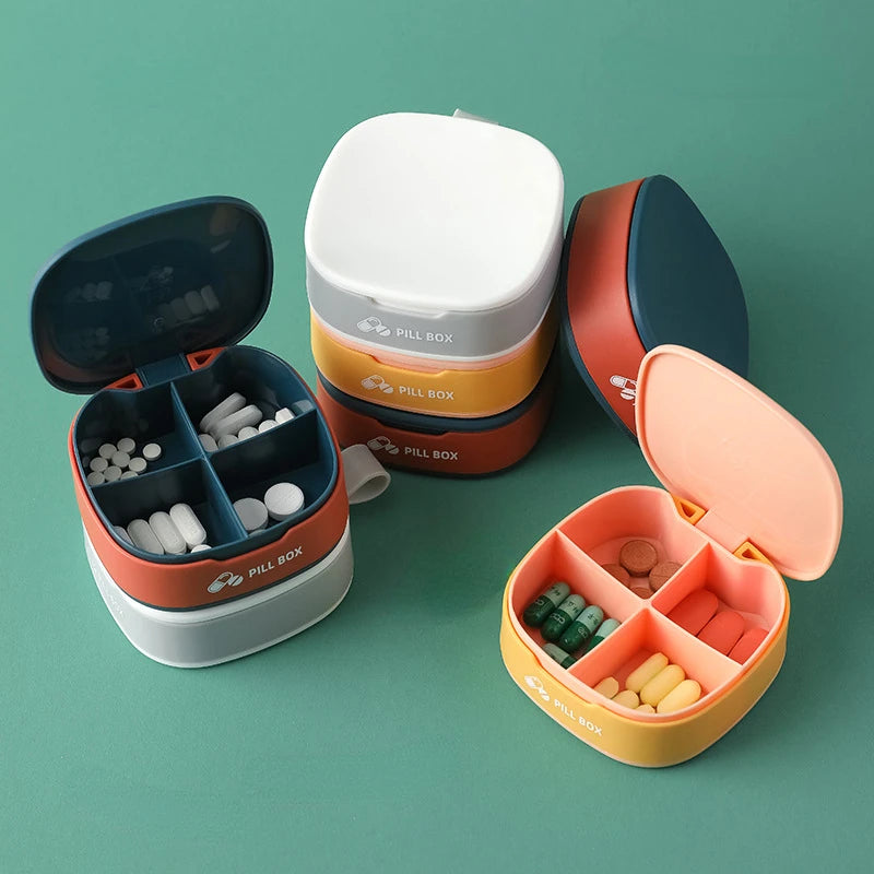 Compact Weekly Pill Organizer with 4 Compartments