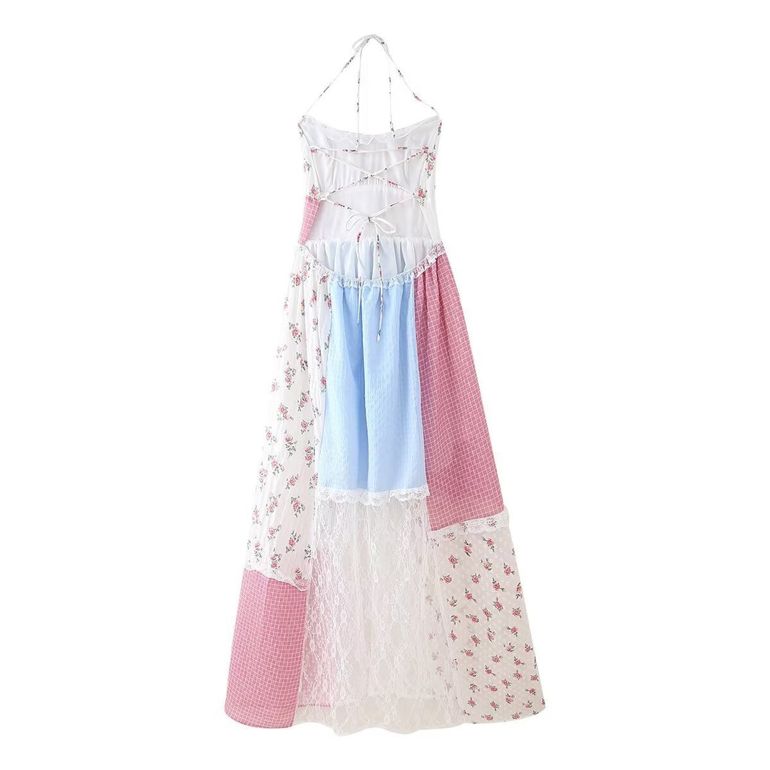 Floral Lace Halter Women's Dress