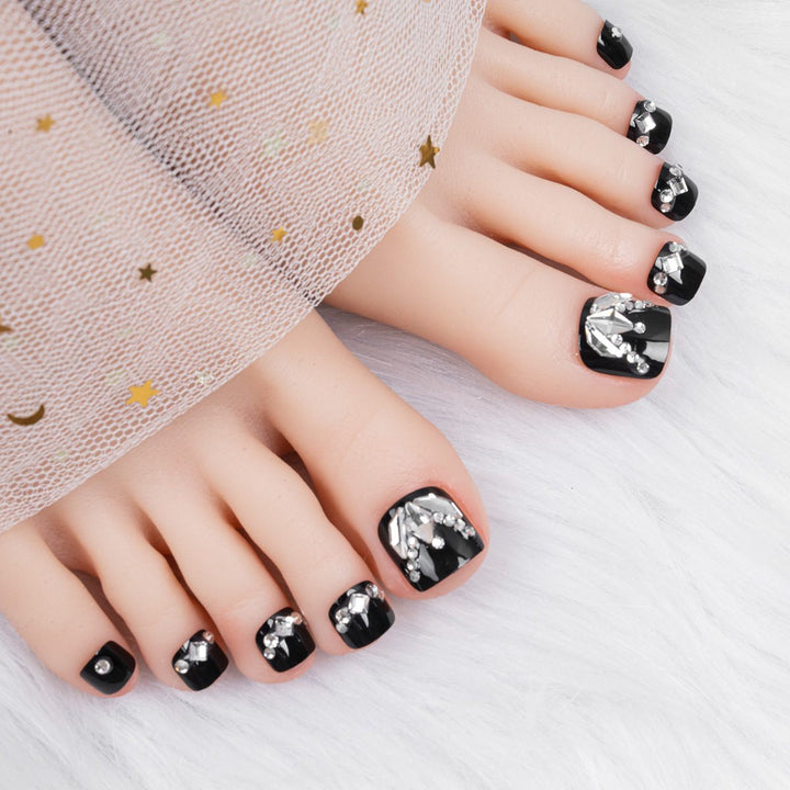 24pcs Glitter Crystal False Toenails