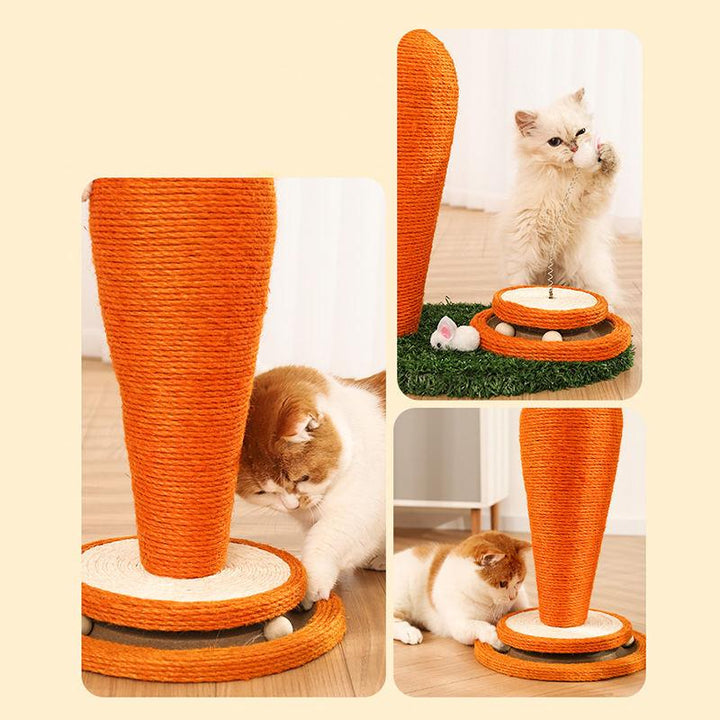 Carrot Sisal Rope Cat Scratching Post with Turntable Toy