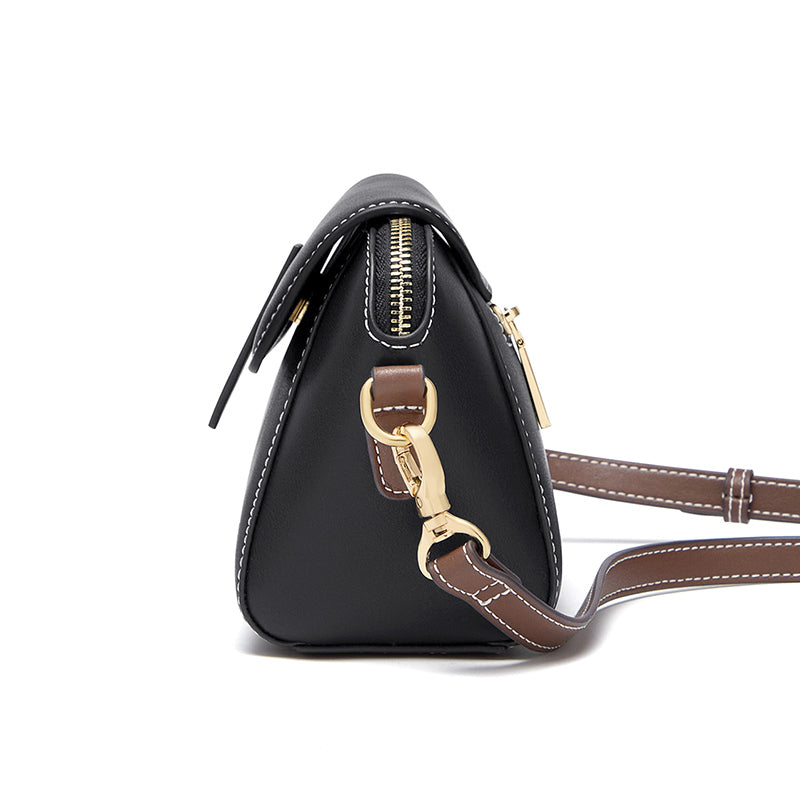 Classic Versatile Small Square Leather Crossbody Bag for Women