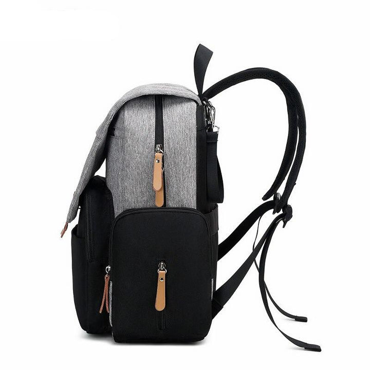 Luxury Leather Diaper Backpack with Stroller Hooks and Changing Mat
