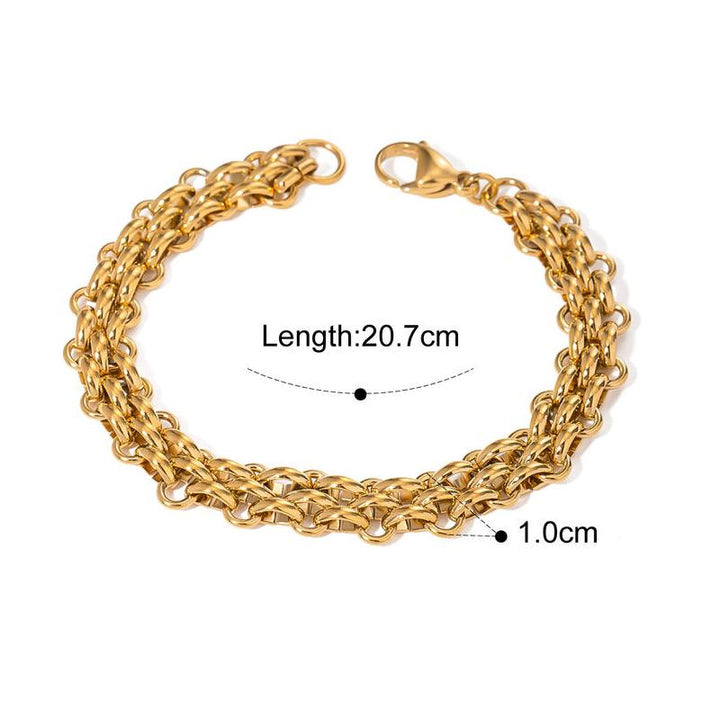 18K Gold Plated Heavy Duty Ring Clasp Braided Bracelet