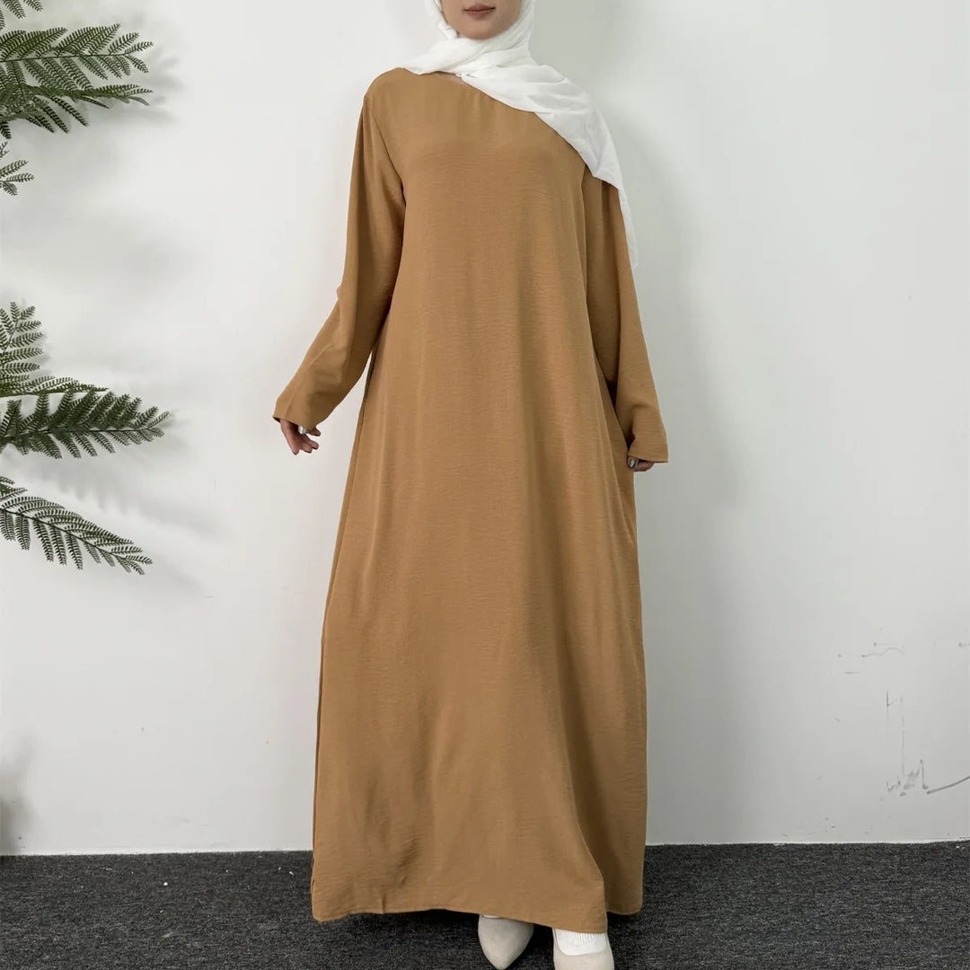 New Women's Dress Pure Round Neck Long Shirt Elegant