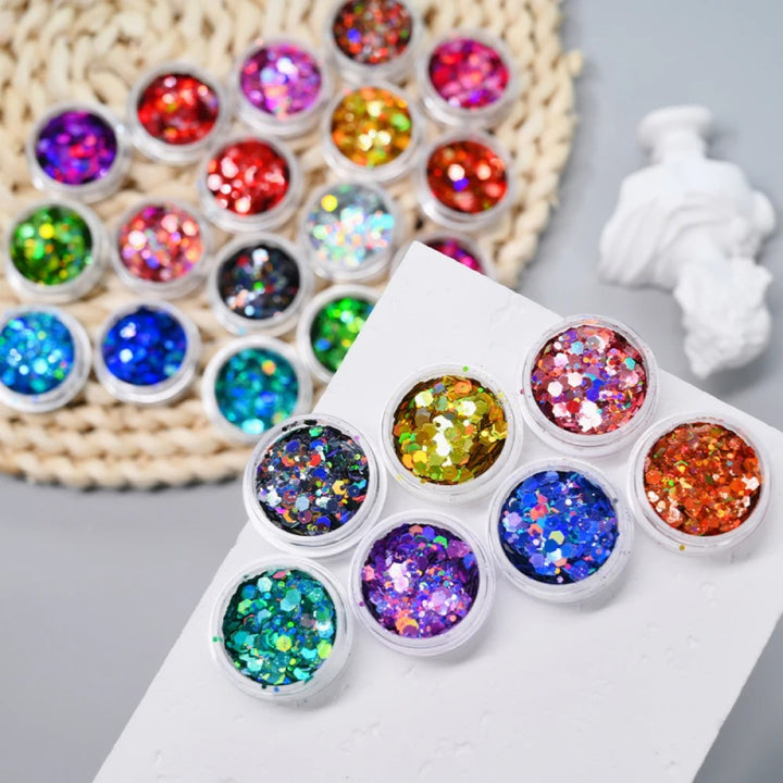 24pcs Laser Holographic Chunky Nail Glitters