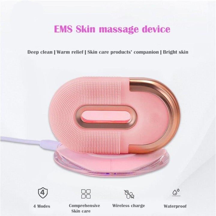 Ultrasonic Silicone Facial Cleansing Brush with Wireless Charging