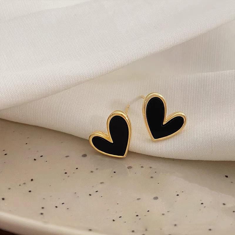 Trendy Heart Bling Zircon Stud Earrings