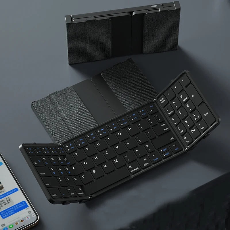 Multi-Device Wireless Folding Keyboard with Large Touchpad