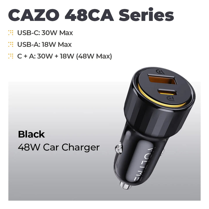 48W USB C Car Charger with 30W PD and 18W QC 3.0 for iPhone 15/14/13 and Samsung Galaxy S24 Ultra