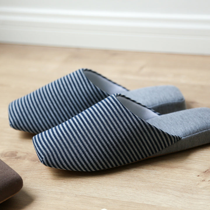 Striped Soft Bottom Bedroom Slippers For Men And Women