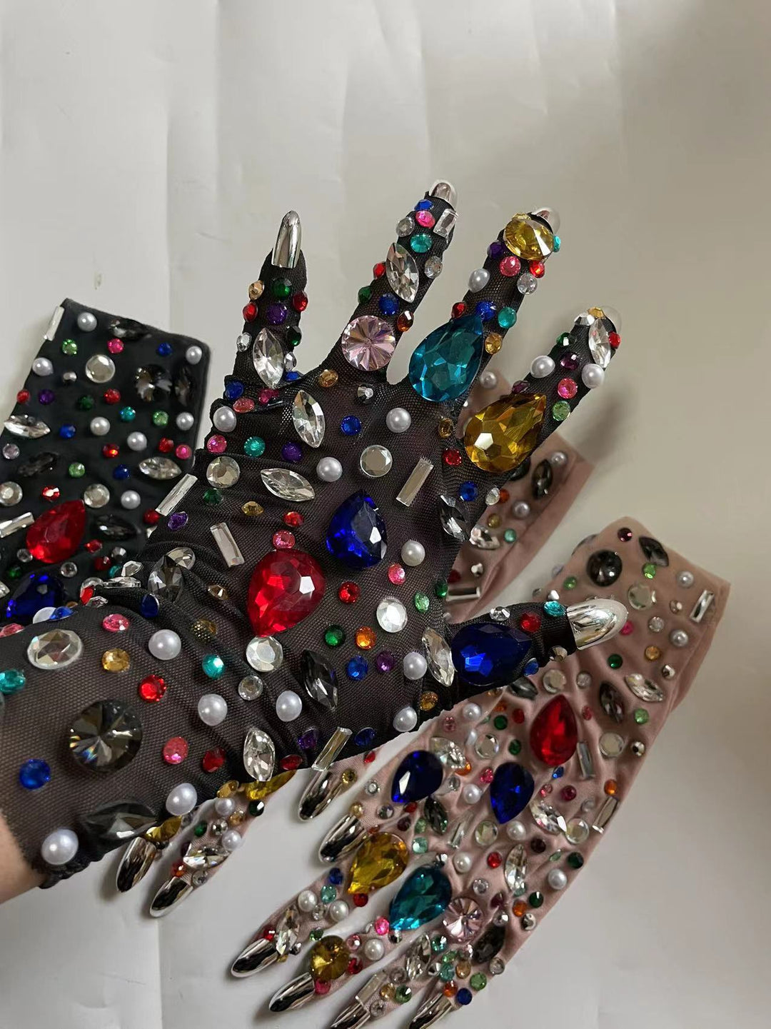 Women's Gorgeous Colored Rhinestone Gloves