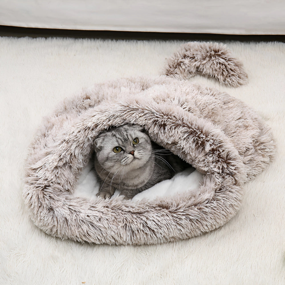 Plush Pet Sleeping Bag - Windproof & Cozy Mattress for Cats and Small Dogs